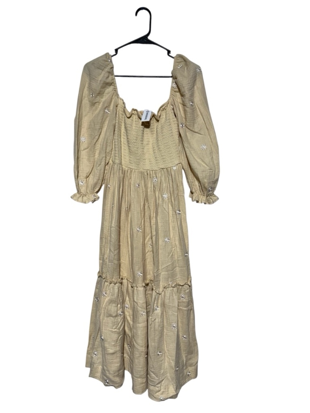 NWT Tiered Midi Maxi Dress Size S Smocked Cottage Peasant Milkmaid Puff Sleeve